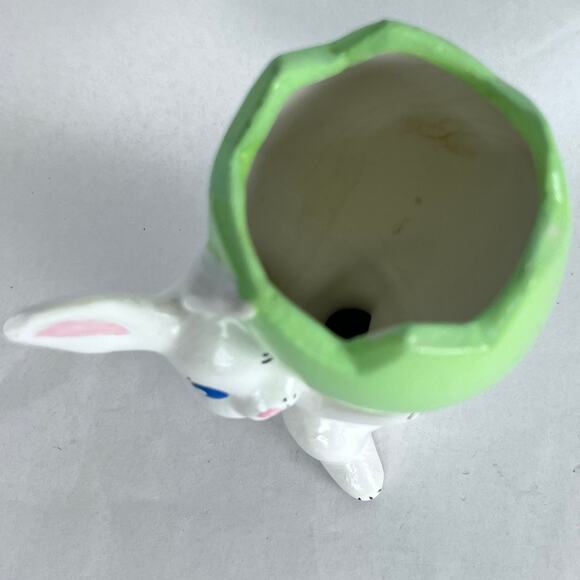 Vintage Ceramic Anthropomorphic Bunny Rabbit Egg Planter Vase Easter Kitschy - Picture 3 of 14